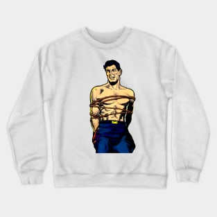 Handsome masculine and strong man is tied with thick ropes Crewneck Sweatshirt